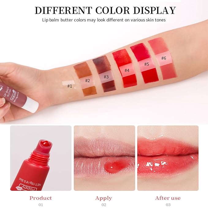 Lip Glowy Balm Butter Lip Balm Plumps Moisturizing Hydrating Lip Mask Repair Moisturizer Lips Care Lip Treatment for Dry Cracked Lip, Glossy Finish, Vegan Tinted Lip Balm Chapstick (#1 Vanilla)