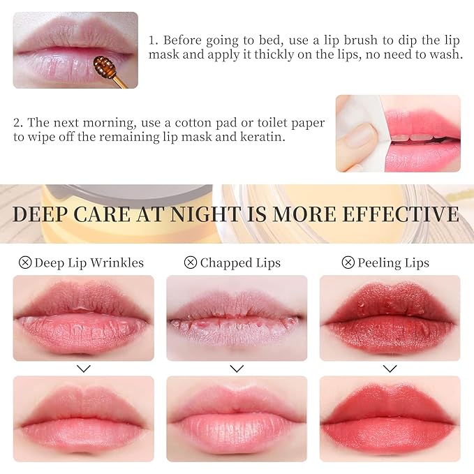 Bee Honey Lip Balm Honey Pot, Bee Honey Lip Mask, Reduces Lip Lines, Hydrate & Moisturizing Lip Skin Care, Prevention Dry Cracked Lips, Bee Honey Lip Balm for Lip Repair Treatment
