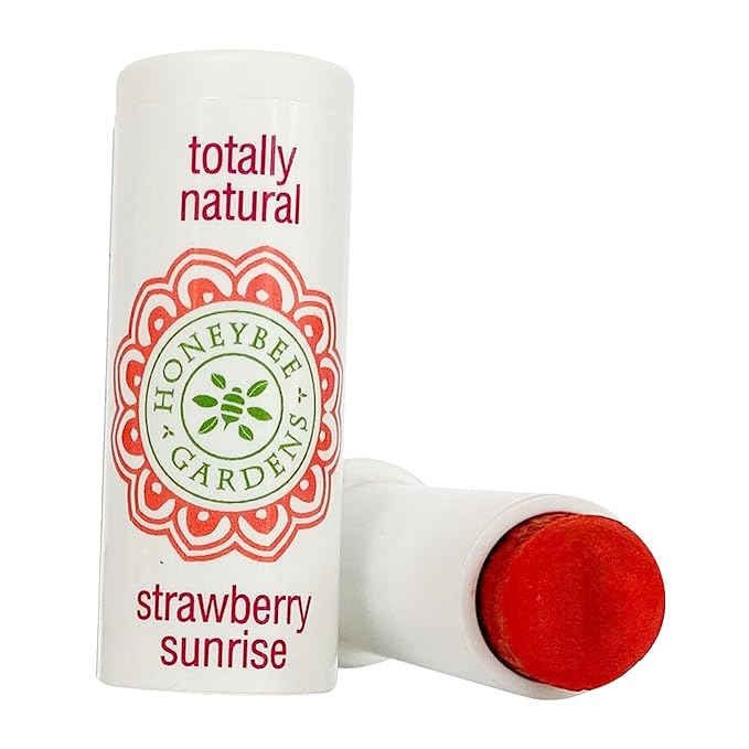 Honeybee Gardens Totally Natural Strawberry Sunrise Tinted Lip Balm, Nourishing Moisture With A Kiss Of Color, Vegan, Gluten-Free