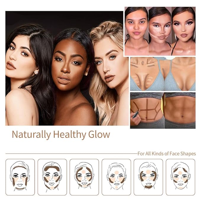 evpct 2In1 Face Cream Contour Stick Makeup Highlighter Highlight Brown Creme Cheek Contour Sticks contorno en crema Bronzer Bronzing Foundation Stick Kit Illuminator Long Lasting,02 Pearl White Coffee