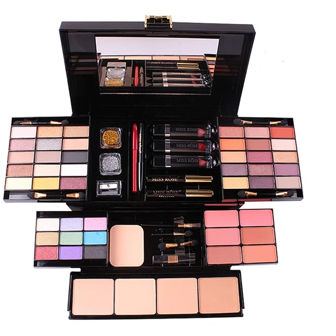 54 Colors All in one Makeup Gift Set Holiday Birthday Beauty Cosmetic Essential Starter Bundle Include 39 Eyeshadow Palette, 6 Blush, 6 Sponge Stick, 4 Compact Powder, 3 Lipstick, Eyeliner