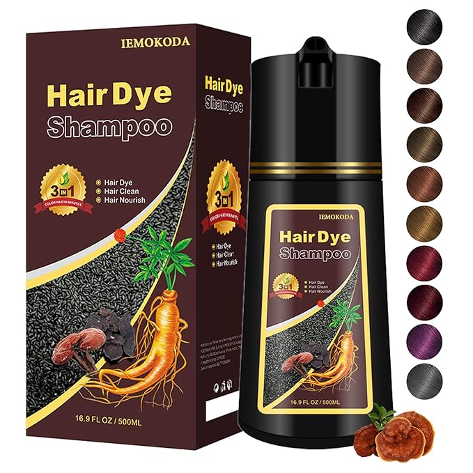 Hair Dye Shampoo, Gray Hair Coverage Dye Shampoo, Hair Color Shampoo for All Hair Types, Champu Para Canas, Suitable for Home and Salon (Dark Coffee)