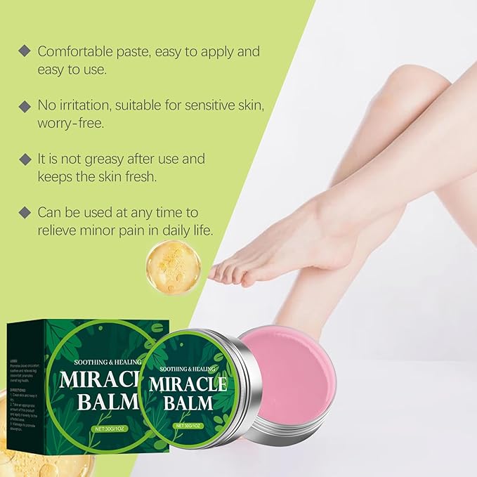 Miracle Balm, Soothing Balm for Joints, Back, Legs & Feet, Non-Greasy (3PCS)
