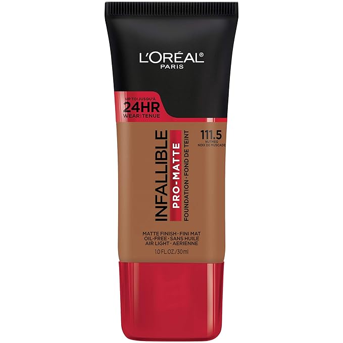 L'Oreal Paris Cosmetics Makeup Infallible Pro-Matte Liquid Longwear Foundation, Nutmeg, 1 fl oz