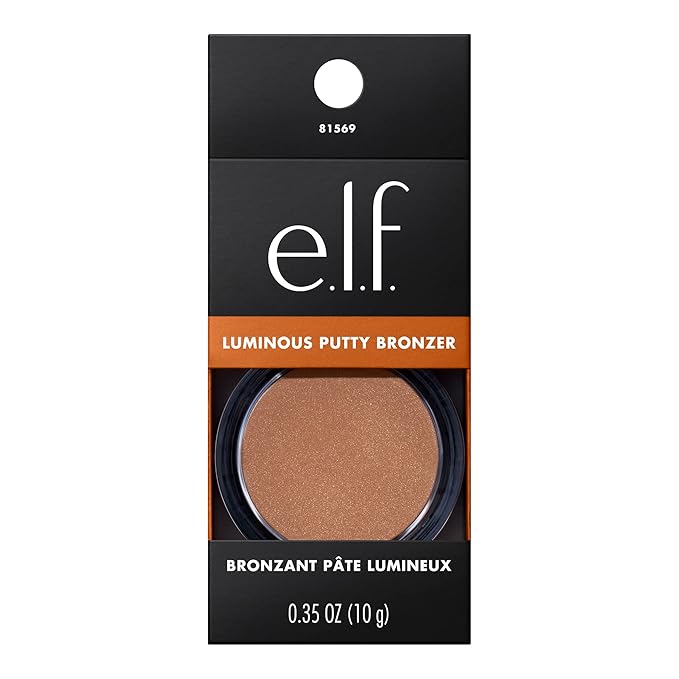 e.l.f. Luminous Putty Bronzer, Lightweight Putty-to-Powder Bronzer For A Radiant, Glowing Finish, Highly Pigmented, Vegan & Cruelty-Free, Seaside Shimmer