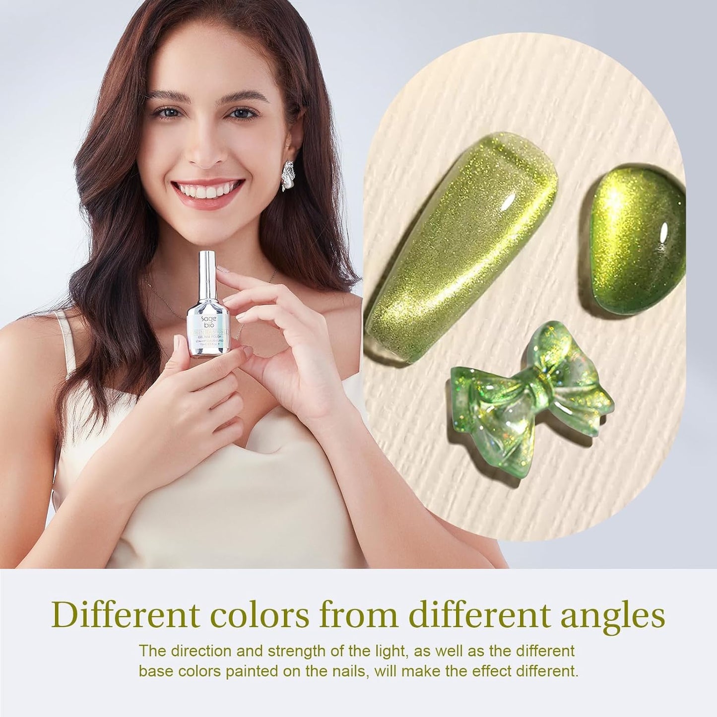 2PCS 15ml Cat Eye Gel Nail Polish, Glitter Holographic Nail Polish with Magnet Soak Off for DIY Manicure 18, Reflective Translucent UV Gel for Nail Art