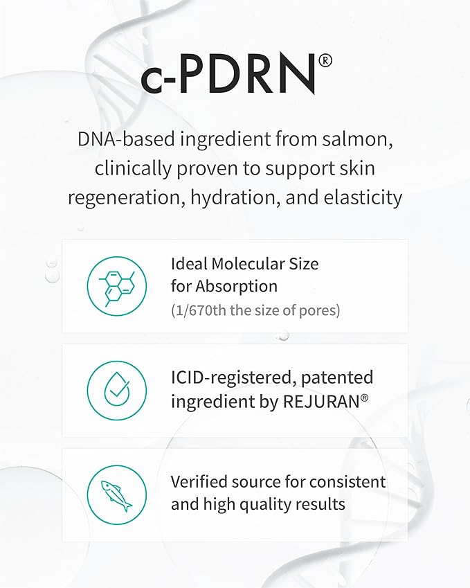REJURAN® Turnover Ampoule, c-PDRN® [Larger Size] - Original Salmon DNA PDRN Face Serum for Rejuvenation, Firming, Hydration & Youthful Glow, Smooths Skin Texture. Korean Skincare (1.69 fl oz)