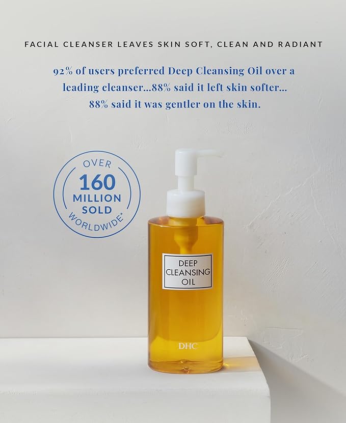 DHC Deep Cleansing Oil and Travel Size, Facial Cleansing Oil, Makeup Remover, Cleanses without Clogging Pores, Residue-Free, Fragrance and Colorant Free, For All Skin Types, 6.7 oz and 1 oz