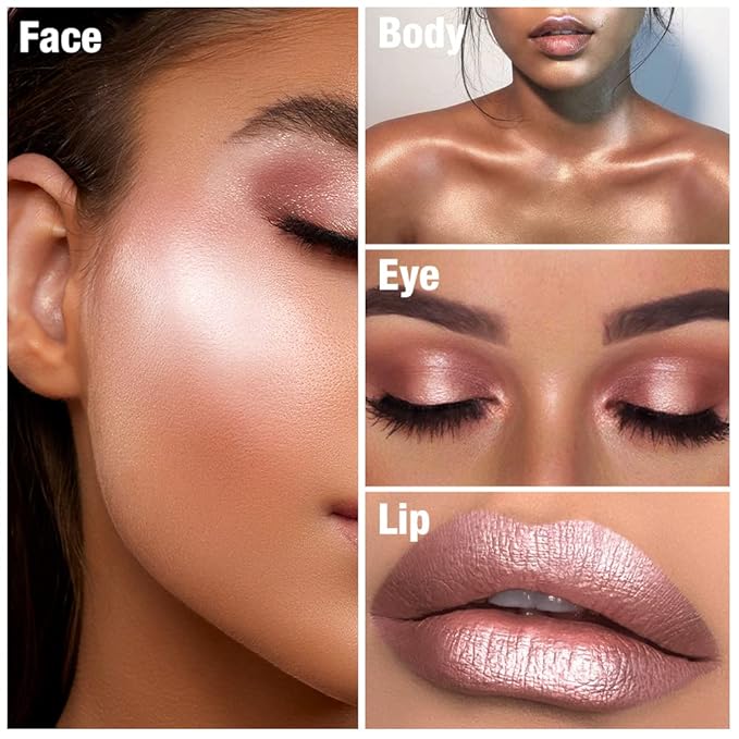 Chubby Cream Highlighter Stick for Face, Glitter Eyeshadow Makeup, Highlight Stick, Face Highlighters & Luminizers, Light Pink Peach Shimmer