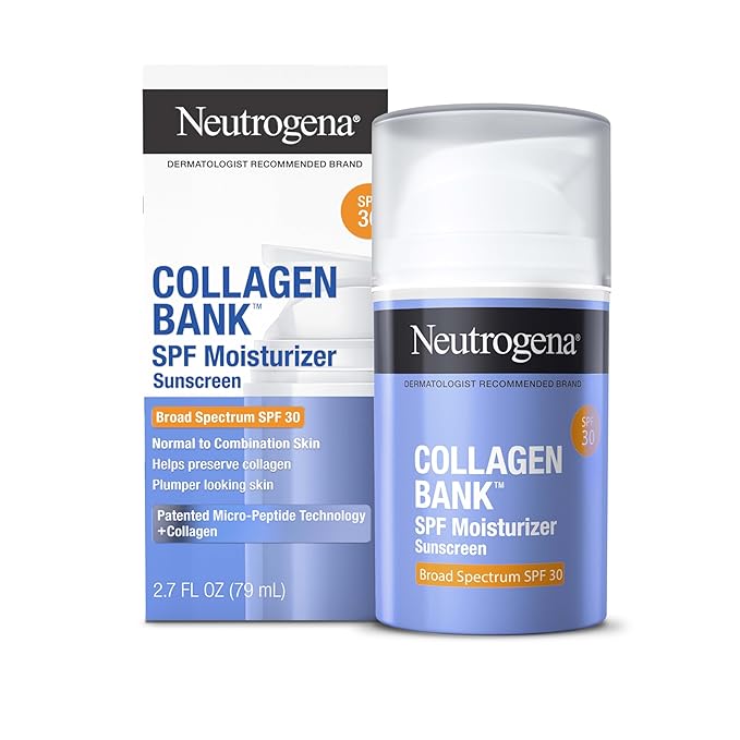 Neutrogena Collagen Bank Face Moisturizer with SPF 30 Sunscreen, Larger Size Anti-Aging Face & Neck Collagen Cream, Micro-Peptide, Support & Defend Skin’s Natural Collagen, 2.7 fl oz