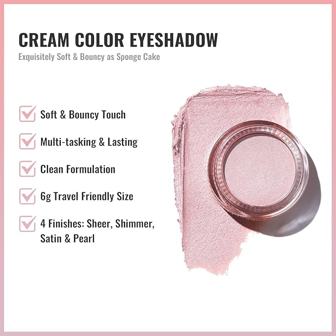 Oulac Nude Pearl Cream Eyeshadow also for Highlighter Shimmer Eye Shadow Waterproof&Long Lasting with Moisturizing Formula Blendable Shimmer Eye Make-up,Vegan & Cruelty-Free,6g, P03