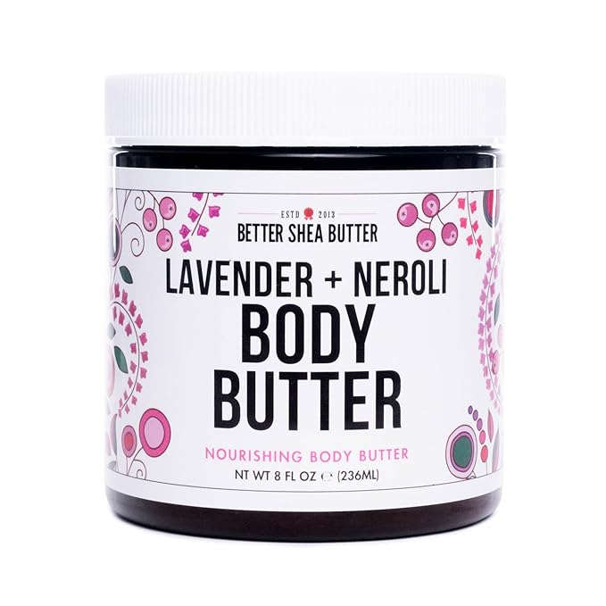 Body Butter for Women LAVENDER NEROLI | Whipped Body Moisturizer with Raw Shea Butter for Dry Skin, Paraben Free, Non-Greasy, No Synthetic Fragrances | 8 oz