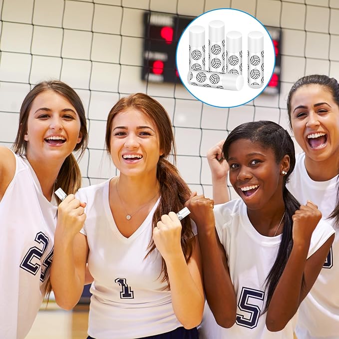 Demissle 24 Pcs Sports Team Gifts Sports Lip Balm Sports Party Favors Sports Theme Lipstick for Team Gifts(Volleyball)