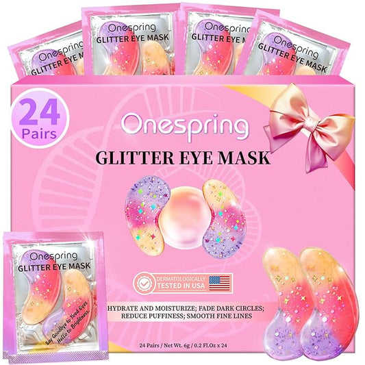 Eye Masks (24 Pairs) - Gift for Her - Under Eye Patches for Dark Circles, Puffiness, Wrinkles, Soothing & Hydrating, Skincare Eye Gel Pads, Beauty Essential for Women, Bridesmaid Gifts