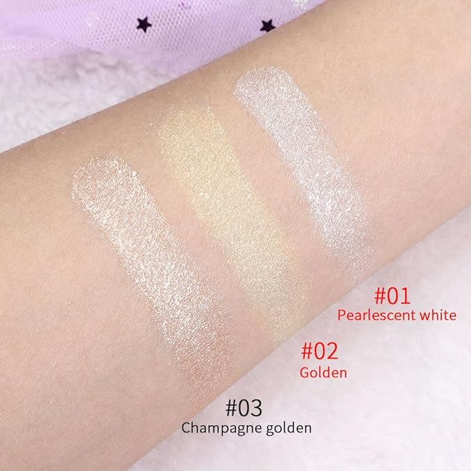 evpct Pearl White & Blonde Gold Face Highlighter Makeup Shimmer Glitter Diamond Sparkly Highlighters Makeup Palette Powder for Face Body Cheek iluminadores iluminador de jos maquillaje luminizers 1+2