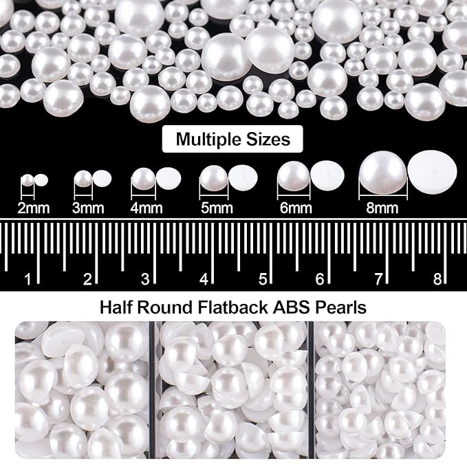 Flat Back Rhinestone+Half Round Pearl Kits Colorful Rhinestones+White Pearls with Picker Pencil and Tweezer for Home DIY and Professional Use