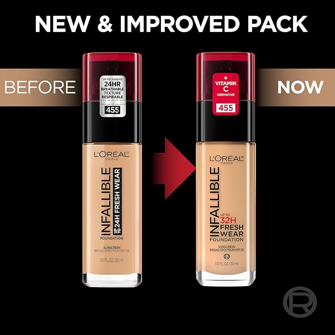 L'Oreal Paris Makeup Infallible Up to 32 Hour Fresh Wear Lightweight Foundation, 420 True Beige, 1 Fl Oz, Packaging May Vary