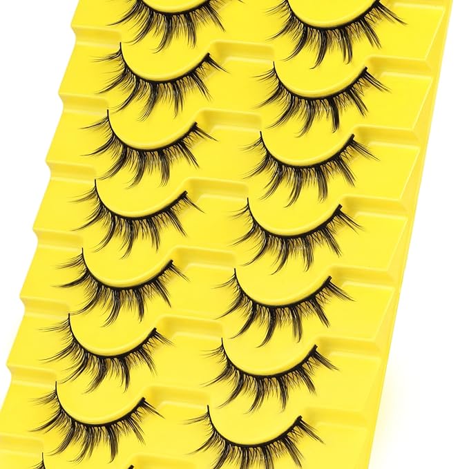 Losha Lashes Wispy Manga Lashes Natural False Eyelashes 9 Pairs Thin Eye Lashes Pack Soft Anime Fake Eyelashes (Manga)