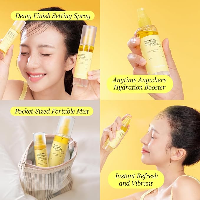 Vitamin C Mist with Niacinamide & Glutathione, Glow Mist for Dewy Skin, Makeup Setting Spray for face, Korean Skin Care, Vegan, 3.38 Fl Oz