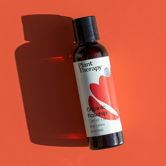 Plant Therapy Organic Rosehip Carrier Oil 4 oz For Skin and Hair Cold Pressed Supports Skin Hydration Fine Lines & Wrinkles Extra Virgin, Vitamins A and E & Essential Fatty Acids