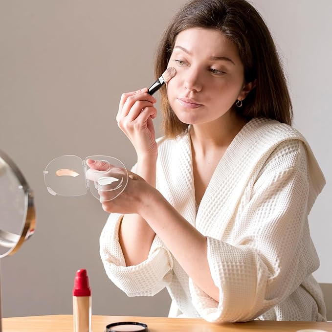 Makeup Mixing Palette, Handheld Foundation Mixing Palette with Foundation Spatula, 180 Degree Expansion Makeup Palette Tray for Makeup Artist and Beginner, Lipstick Eyeshadow Foundation Color Test