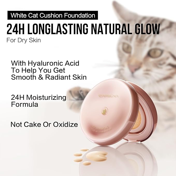 Moisture Air Cushion Cream Face Foundation Makeup, Lightweight, Full Dewy Coverage, Builable Glow, Finish Foundation with Hyaluronic acid, W01 Natural Warm For Dry Skin (Refill Included)