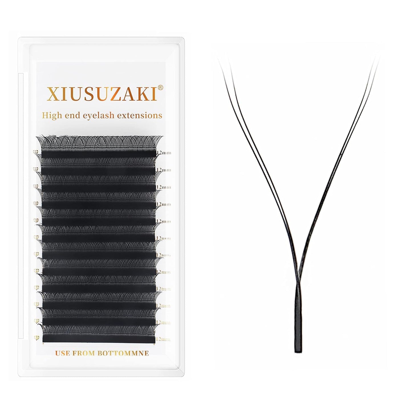 YY Lash Extensions Supplies Y Eyelash Extensions 0.05mm Thickness D Curl 10mm Premade Fans 4D Russian Volume Matte Black 12 Rows Crisscross Eye Lashes(YY-0.05-D,10mm)