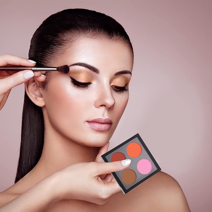 Metal Tray 5 Pcs Empty Magnetic Makeup Containers Eyeshadow Plates with 4Grids Cosmetics Storage Organizer for Eyeshadow Lipstick Blush Powder Pigment Makeup Pallet