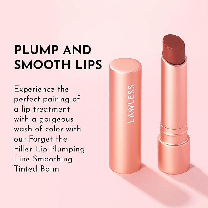 LAWLESS Forget the Filler Lip Plumping Line Smoothing Tinted Balm, Sugarplum, Pink, 0.09 Ounce