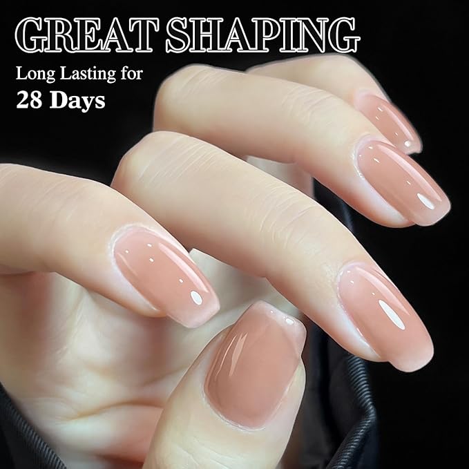 Double Rhythm Clear Gel Nail Polish 15ml Nail Strengthener in a Bottle Nail Extension Hard Gel Soak Off Long Lasting UV Gel (Light Nude 8 in 1-6)