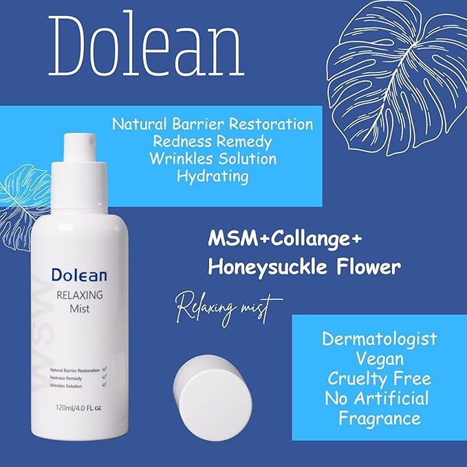 Relaxing Mist Facial Spray With Msm And Collagen, Face Mist Hydrating And Redness Remedy,No Artificial Fragrance, Body/Skin Care, 4 Fl Oz