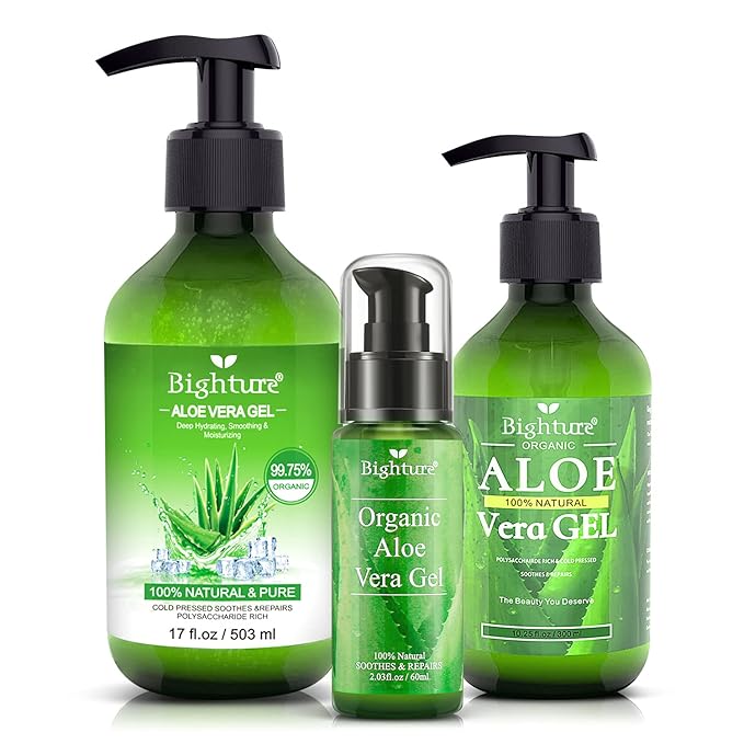 Organic Aloe Vera Gel, Aloe Vera Gel Extracted from Freshly Cut Pure Aloe Leaves, Skin Care for Deeply & Rapidly Soothing, Firming, After Shave, Sunburn Relieve, etc (Travel Pack)