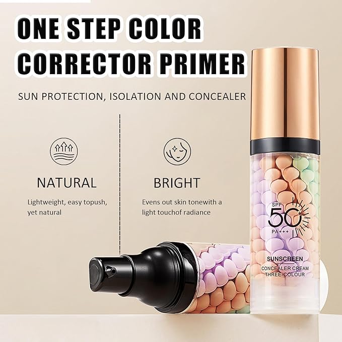 Primer for Face Before Makeup,One Step Color Corector Primer,SPF 50 PA+ 3 In 1 Sunscreen Isolation Cream,Color Correcting Facial Serum Oil Control & Moisturizing Skin Tone,Tinted Moisturizer with Spf