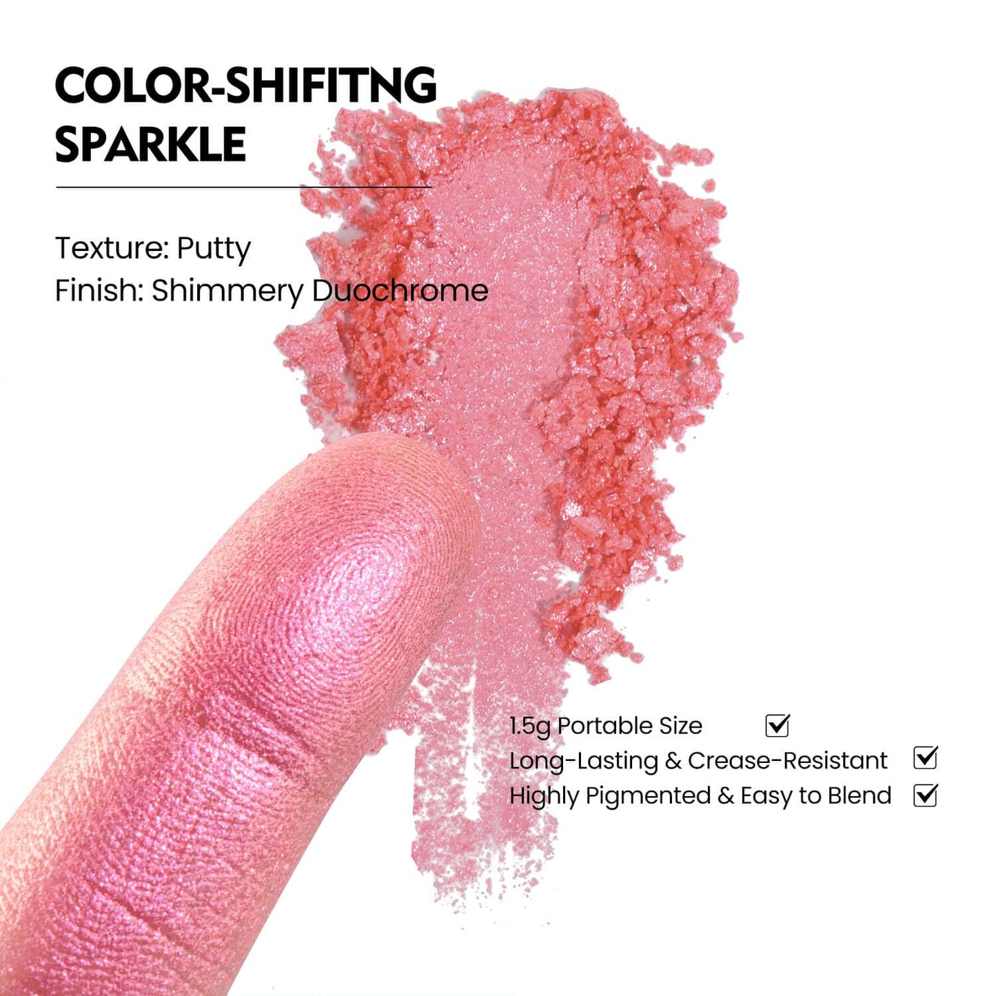 Chameleon Single Eyeshadow – Soft Gold-Pink, Pressed Powder,Square Pan, Fits Magnetic Palettes, High Pigment, Smudge-Proof, Smooth Blend, All-Day Wear (Sunpetal)