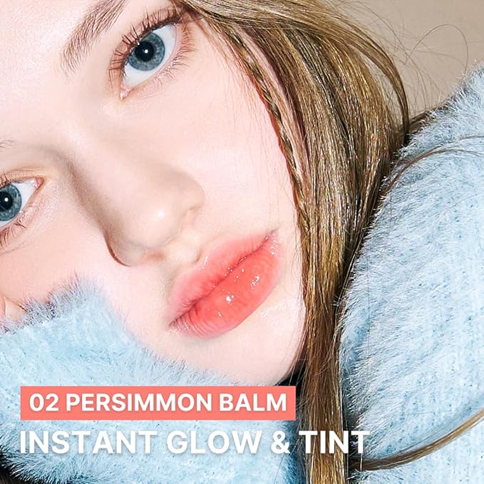AOU GLOWY TINT BALM Tinted Lip Balm with Natural Gloss Instant Hydration for Chapped Lips 0.12Oz (02 Persimmon Balm)