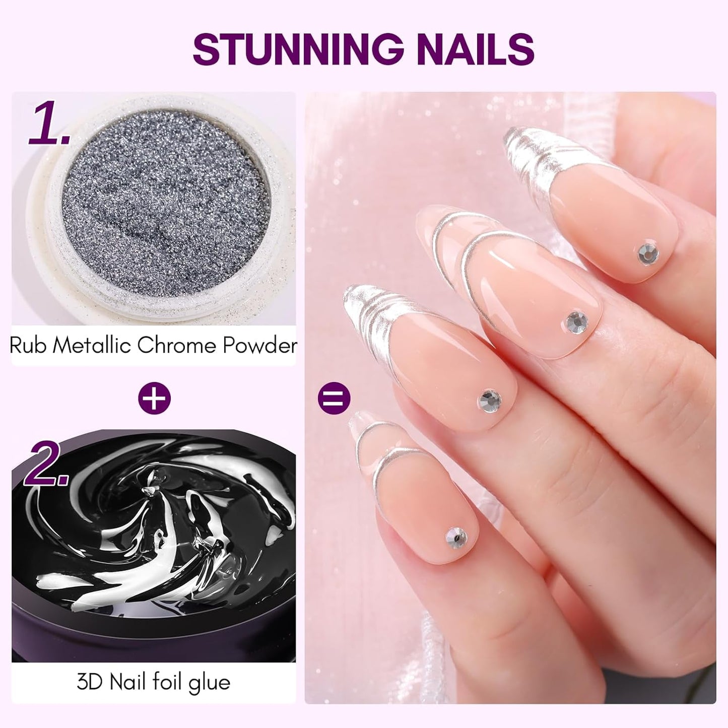 Makartt Nail Foil Glue: 3D Gel Nail Art, 2Pcs 8ml Nails Transfer Gel Adhesive for Linear, Shell, Ripple Designs, UV LED Lamp Required