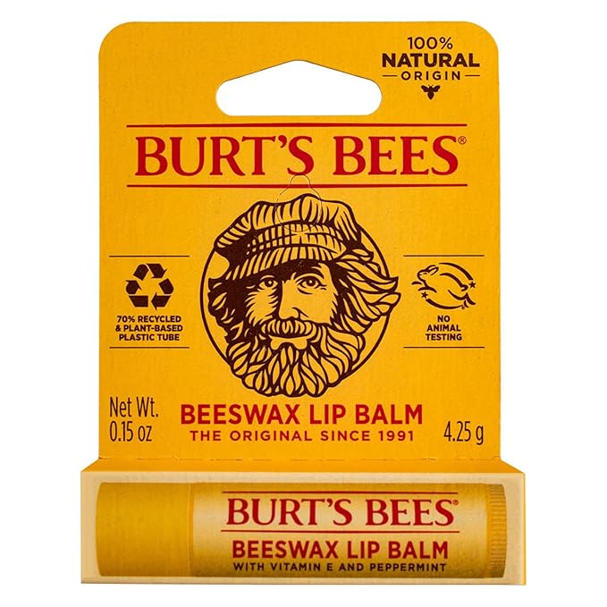 Burt's Bees Beeswax Lip Balm with Vitamin E & Peppermint 0.15 oz (Pack of 5)