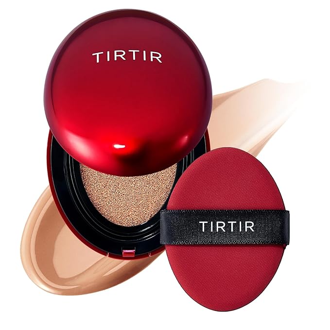 TIRTIR Mask Fit Red Cushion Foundation | Full coverage, Weightless, Skin fit, Satin Glow Finish, Korean Makeup BB Foundation, beauty, Tattoo cover up, Buildable (#33C Hazel, 0.63 Fl Oz)