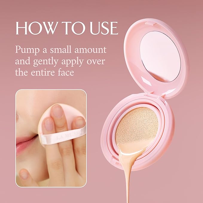 LA MUSE Glow Cushion Foundation No.22 Neutral Beige | Refill Only(13g / 0.46 Ounce) with Water Drop Shape Puff | Easy Application | Perfectly, Seamlessly Covers Difficult Areas Like Nose, Around Eyes