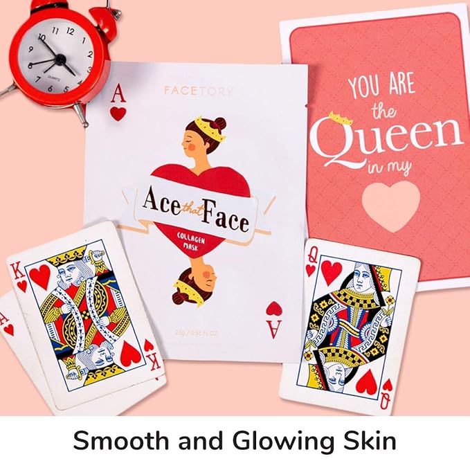 FACETORY K Beauty Face Mask Skin Care - ACE THAT FACE FIRMING COLLAGEN Sheet Mask with Collagen & Mushroom Extract | For Plump and Glowing Skin (10 Pack)