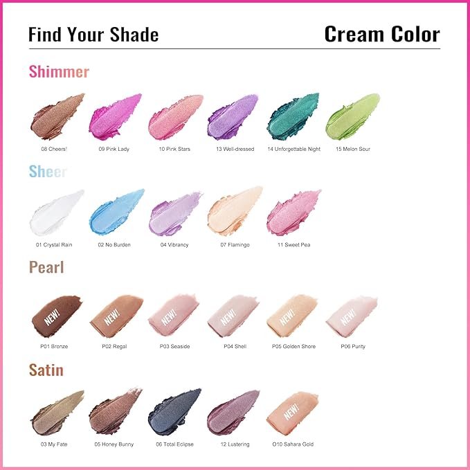 Oulac Light Pearl Cream Eyeshadow also for Highlighter Shimmer Eye Shadow Waterproof&Long Lasting with Moisturizing Formula Blendable Shimmer Eye Make-up,Vegan & Cruelty-Free,6g P04