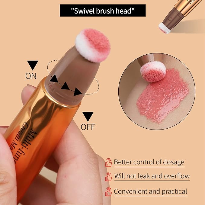 3pcs Contour Beauty Wand, Blush Wand and Liquid Highlighter Wand with Cushion Applicator, Long Lasting Silky Smooth Blendable Contour Highlighter Blush Stick,Cruelty Free,Contour +Blush +Highlighter Set（#01+#03+#05）