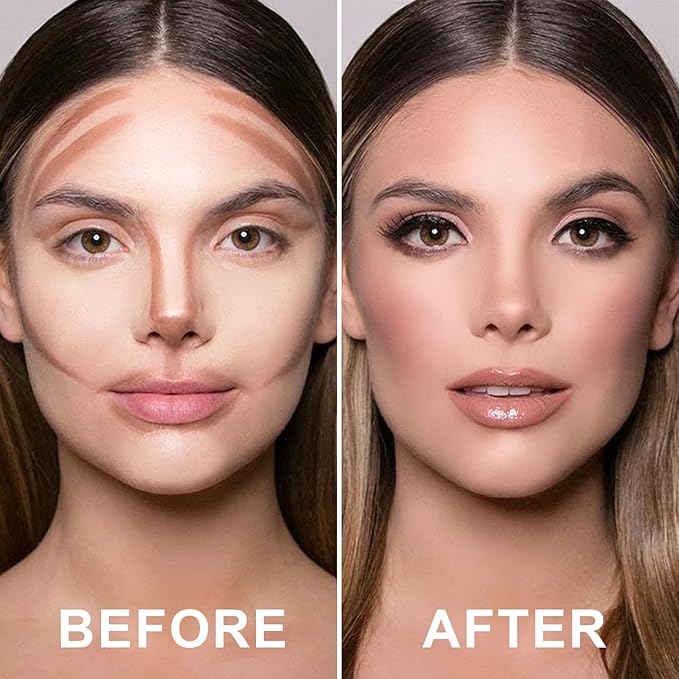 6 Colors Cream Contour Stick Makeup Contour Kit,Double-ended Cream Bronzer for Sculpt, Highlighter and Blush Stick Makeup Kit, Matte & Dewy Finish (SET C)