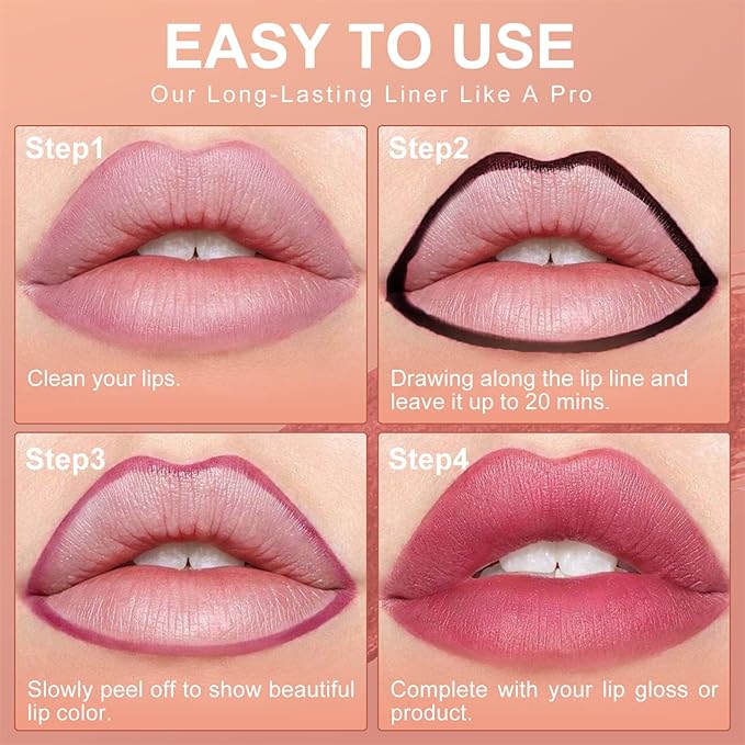 OETUIOW Lip Stain, Lip Liner, Waterproof Moisturizing Long-Lasting, Non-Stick Cup for Women All Skin Types, Nude Color