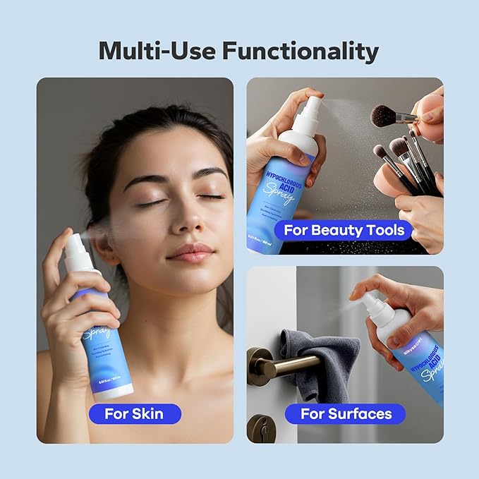 Hypochlorous Acid Spray (5 Fl Oz), Hypochlorous Acid Spray for Face & Body, Eyelid Cleanser, HOCl Facial Mist for Skin Cleansing & Soothing, Sensitive& Redness Reducing Skin Care