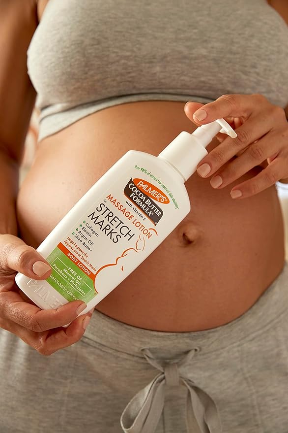 Palmer's Cocoa Butter Formula Massage Lotion for Stretch Marks, Pregnancy Skin Care, Belly Cream with Collagen, Elastin, Argan Oil and Shea Butter, 8.5 Ounces (Pack of 2)