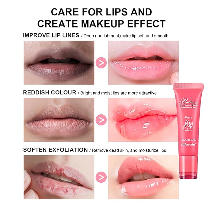 Lip Glowy Balm Hydrating Sleeping Lip Mask, Shine Glossy Finish Lip Oil - Reduce Lip Lines, Enhance Lip Color, Moisturizing & Plump Dry Chapped Lips Care Non-Sticky Lip Balm (#1 Peach)