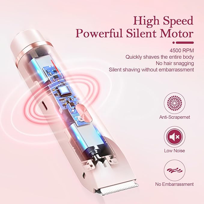 Dermave Bikini Shaver 2.0, 2025 New Glow Aura Bikini Trimmer for Women, 2 in 1 Dual Head Electric Razors for Women, IPX7 Waterproof Wet & Dry Electric Shaver, Rechargeable Portable Body Shaver (Pink)