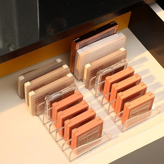FLMOUTN 2 Pack Makeup Pallet Organizer Eyeshadow Palette Organizers Acrylic 8-Cell Make up Palette Holder Cosmetic Storage for Contour Kit, Eye Shadow, Blush