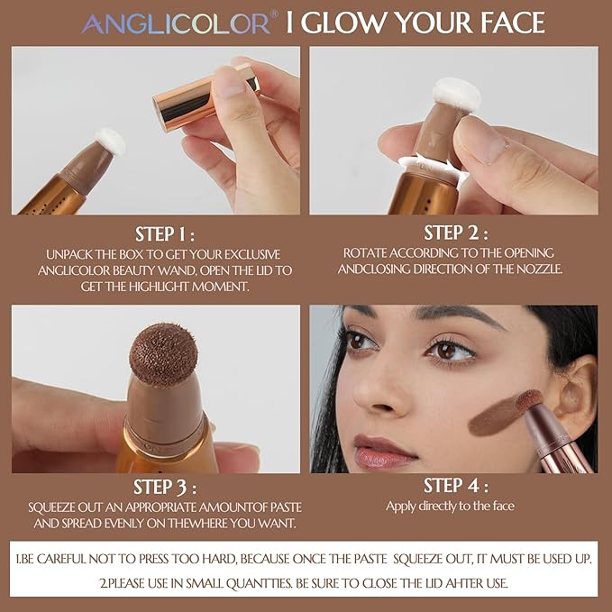 Contour Stick With Cushion Applicator,Liquid Contour Wand,Cream Contour Smooth,Bronzer Stick Lightweight Liquid Bronzer For Face (03)